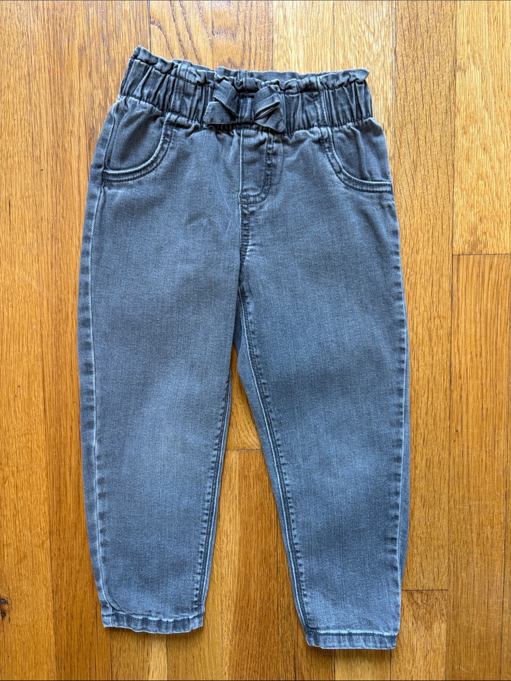 Carter's Gray Elastic-Waist Pull-On Jeans with bow in front  , 4t girl